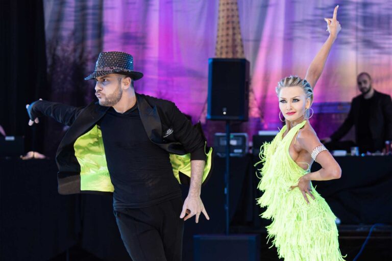 Ferdi and Yulia during Latin competition dancing Mambo and Salsa